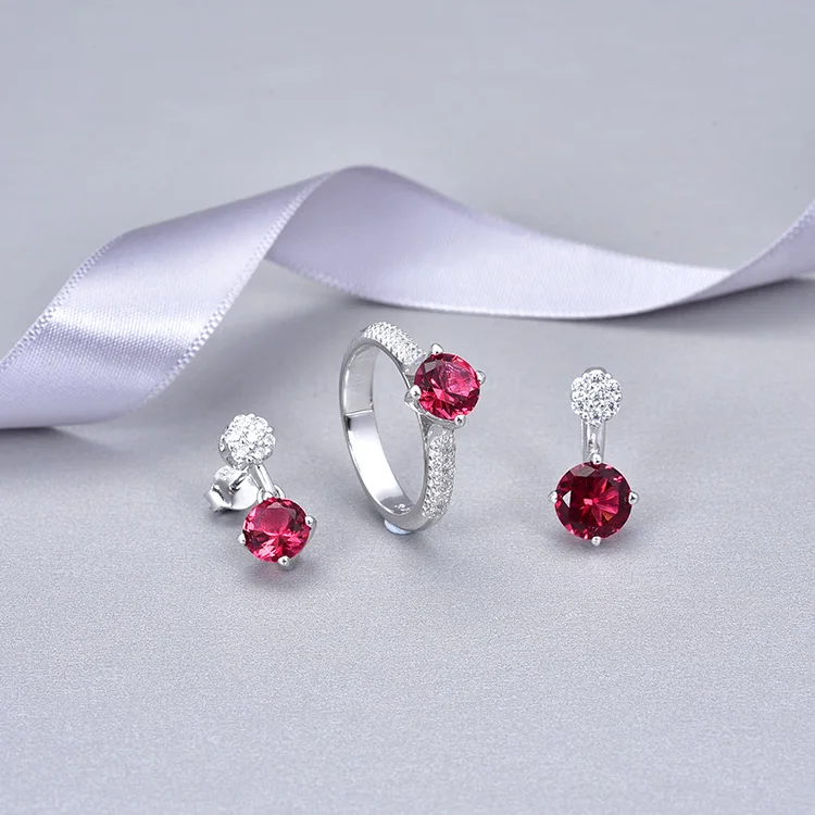 Pakistani Silver925 Jewellery Ruby Crystal Valentine Earrings
