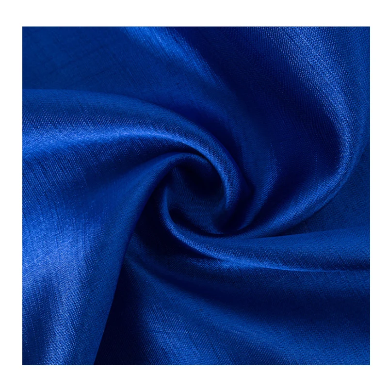 Quick shipping 100% polyester shiny slub satin fabric for long dress