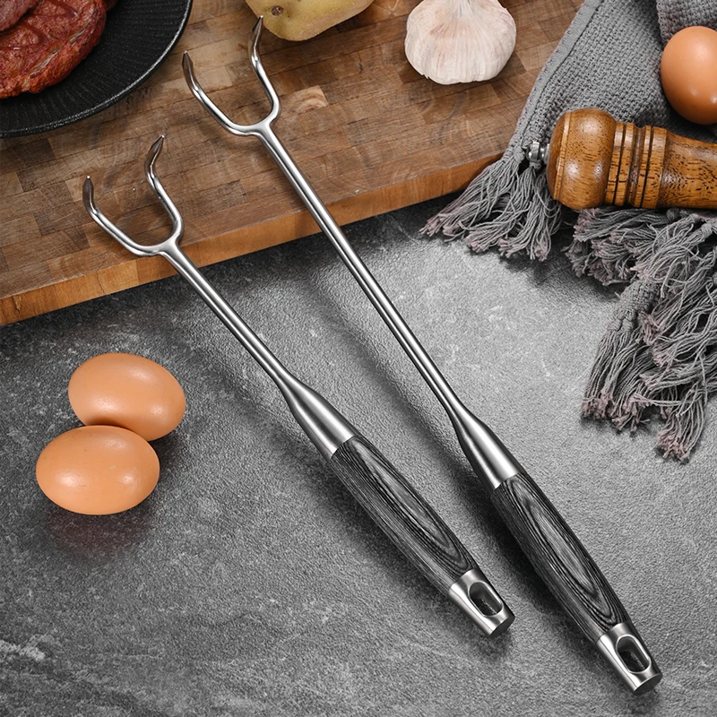 High Quality 304 Stainless Steel Meat Hooks Food Handy Flipper Barbecue Pork Sausage Hanging Hook Long Handle Meat Hooks