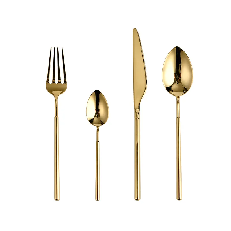304 Gold Dinnerware Set Stainless Steel Knife Spoon and Fork Tableware Western Restaurant Cutlery for Party New