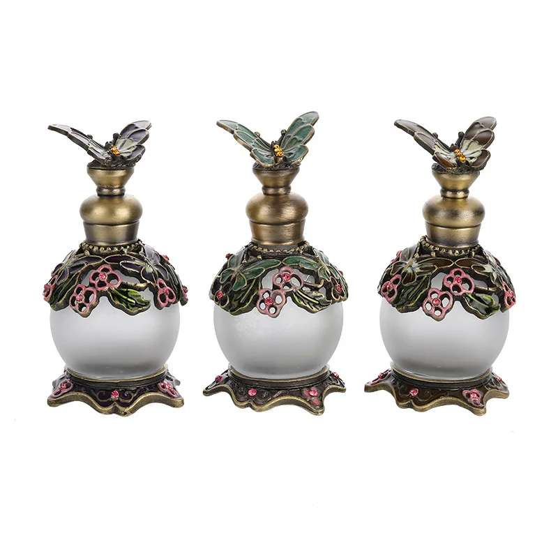 
crystal al rehab empty perfume bottle dubai 15ml arab perfume glass bottles butterfly gem lid 