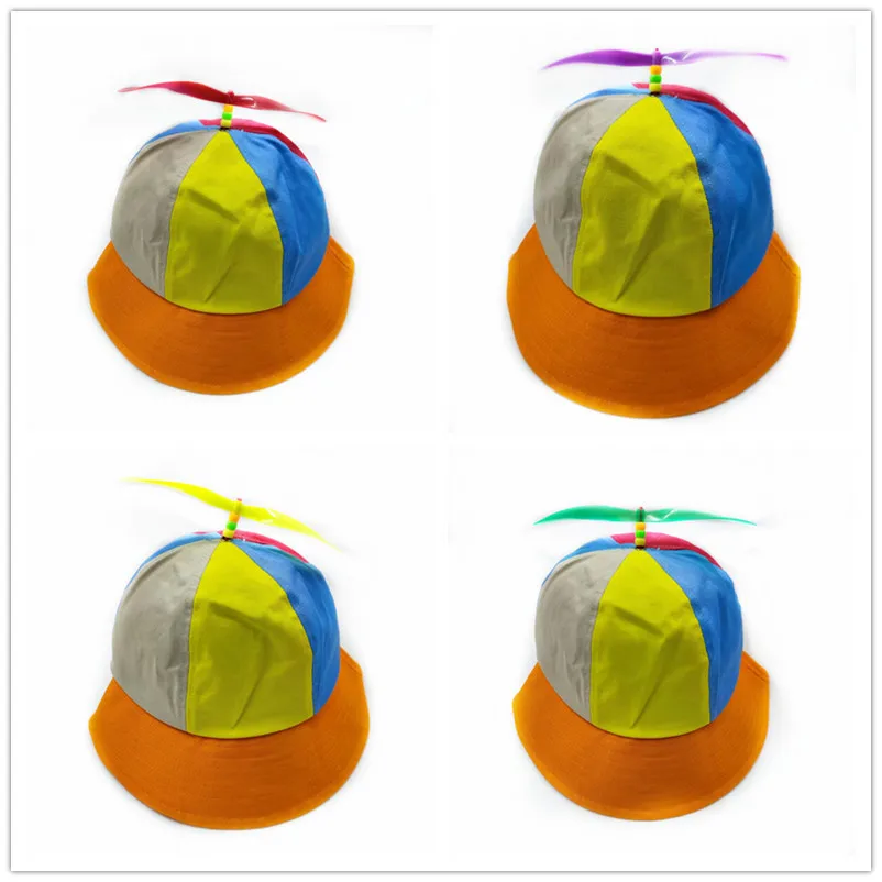 Outdoors Rainbow Detachable Propeller Bamboo Dragonfly Breathable Sunscreen Bucket Hats Parent-Child Printed Fisherman Hat