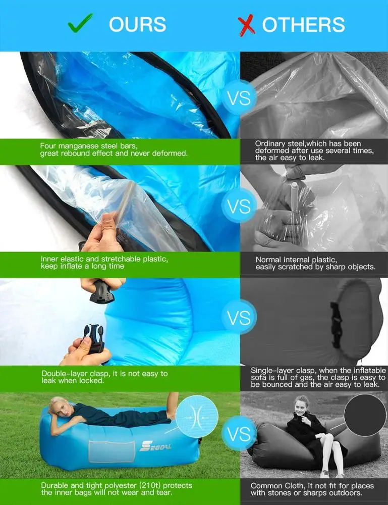 Top Selling wholesale Products Inflatable Banana lounger Sofa Bed With Carry Sleeping Bag