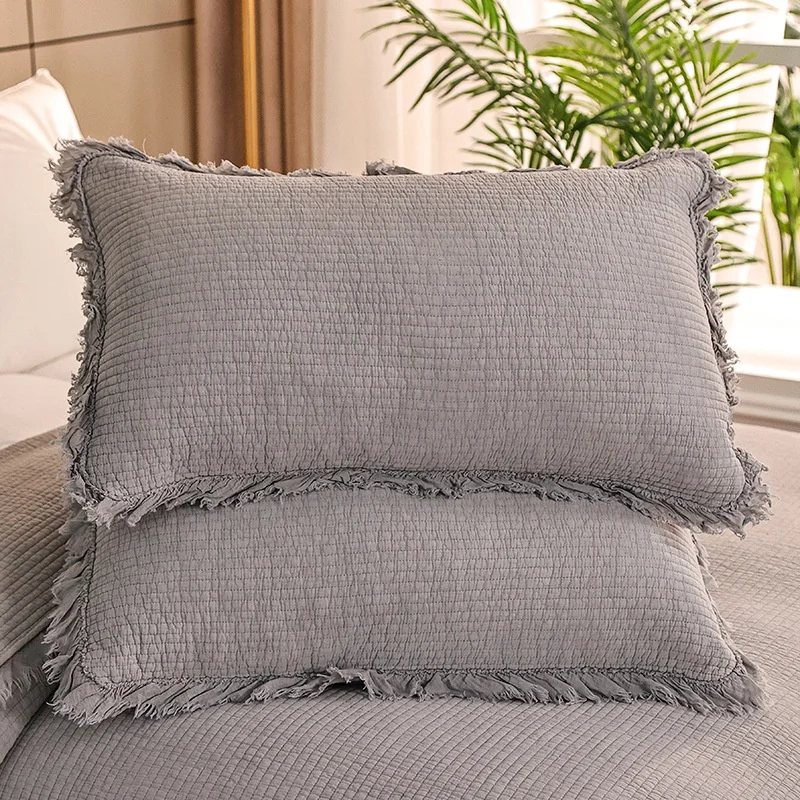 2023 Embroidery Bedding Set Stonewashed Cotton Quilts with Two Pillowcase
