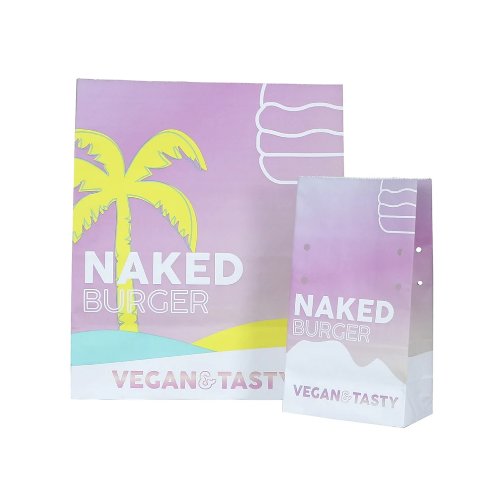 Reusable Stand-Up Pouch Made from Food Grade Kraft Paper Bag with Gravure Printing for Burger Food Packaging