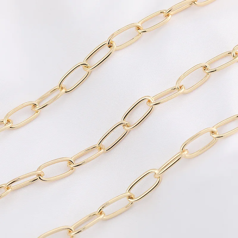Горячая Распродажа ювелирные аксессуары 14K позолоченная цепочка O-образная латунная цепь для изготовления ожерелья Браслет
