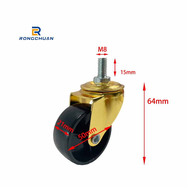 2 Inch Black PP Universal Wheel Nylon Wear-Resistant Replacement Universal Furniture Caster