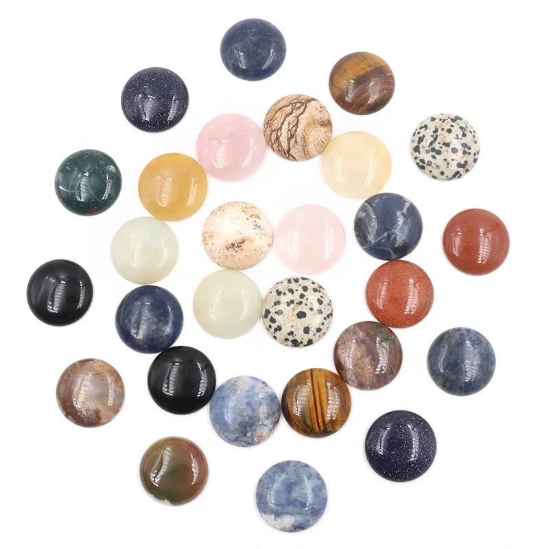 25mm Big Charms Natural crystal quartz stone bead no hole flat back round cabochon gemstone for jewelry making