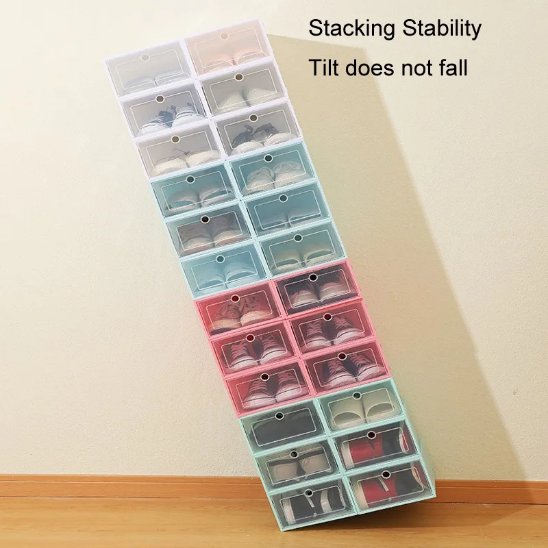 storage foldable box Plastic Clear Sneaker Drop Front Shoe Box Organizer Transparent Stackable storage shoe boxes