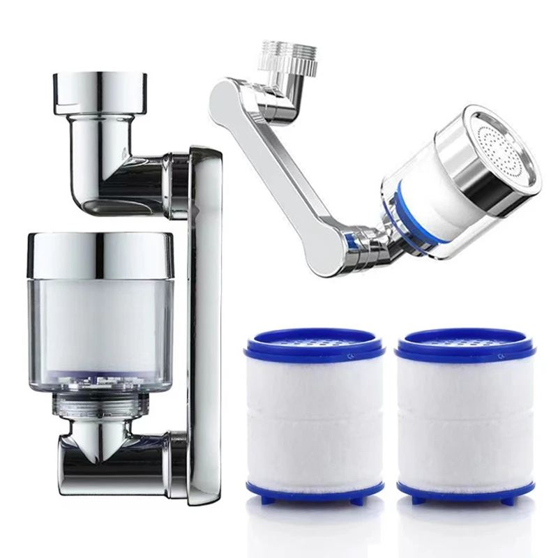 2024 New Rotating Mouthwash Faucet Extender Bathroom 1080 Degree Filter Mechanical Arm Faucet Aerator Bathroom Bubbler Faucet