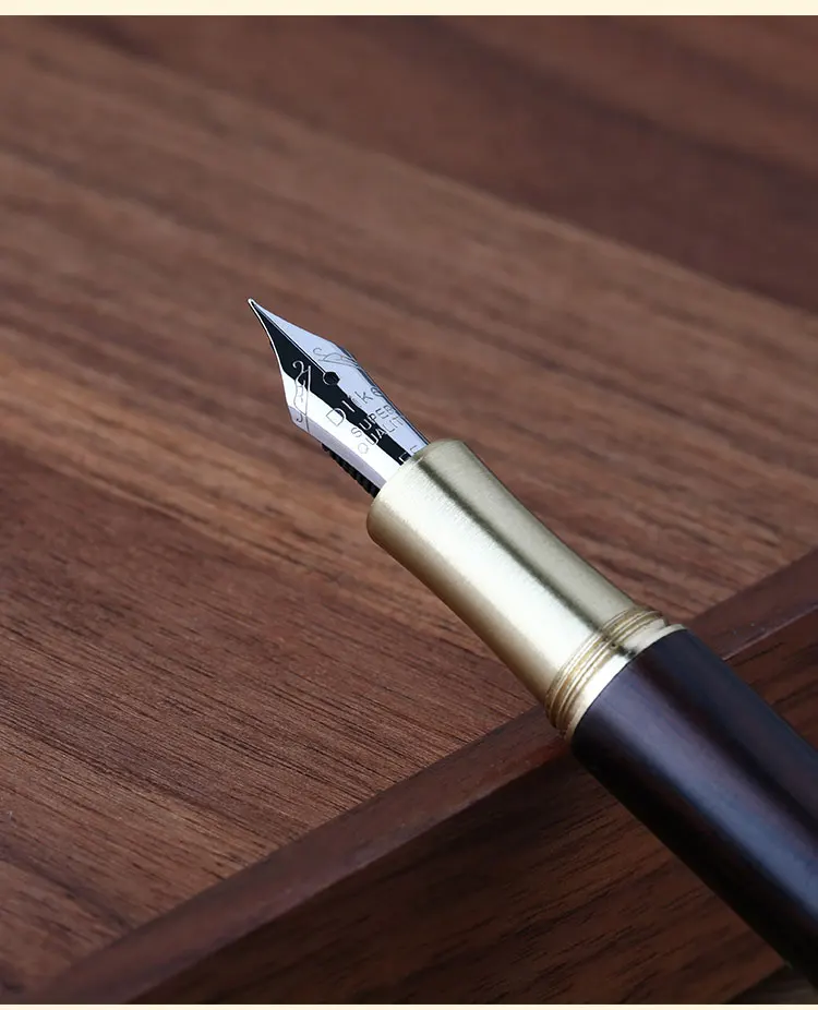 MAJOHN M7 Brass cap solid wood fountain pen adult student writing rotating ink absorbing gift boxed stationery made in China