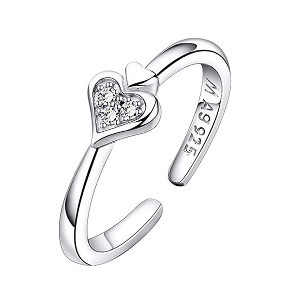 Fresh Heart Half Design Silver Couple Asian Wedding Rings