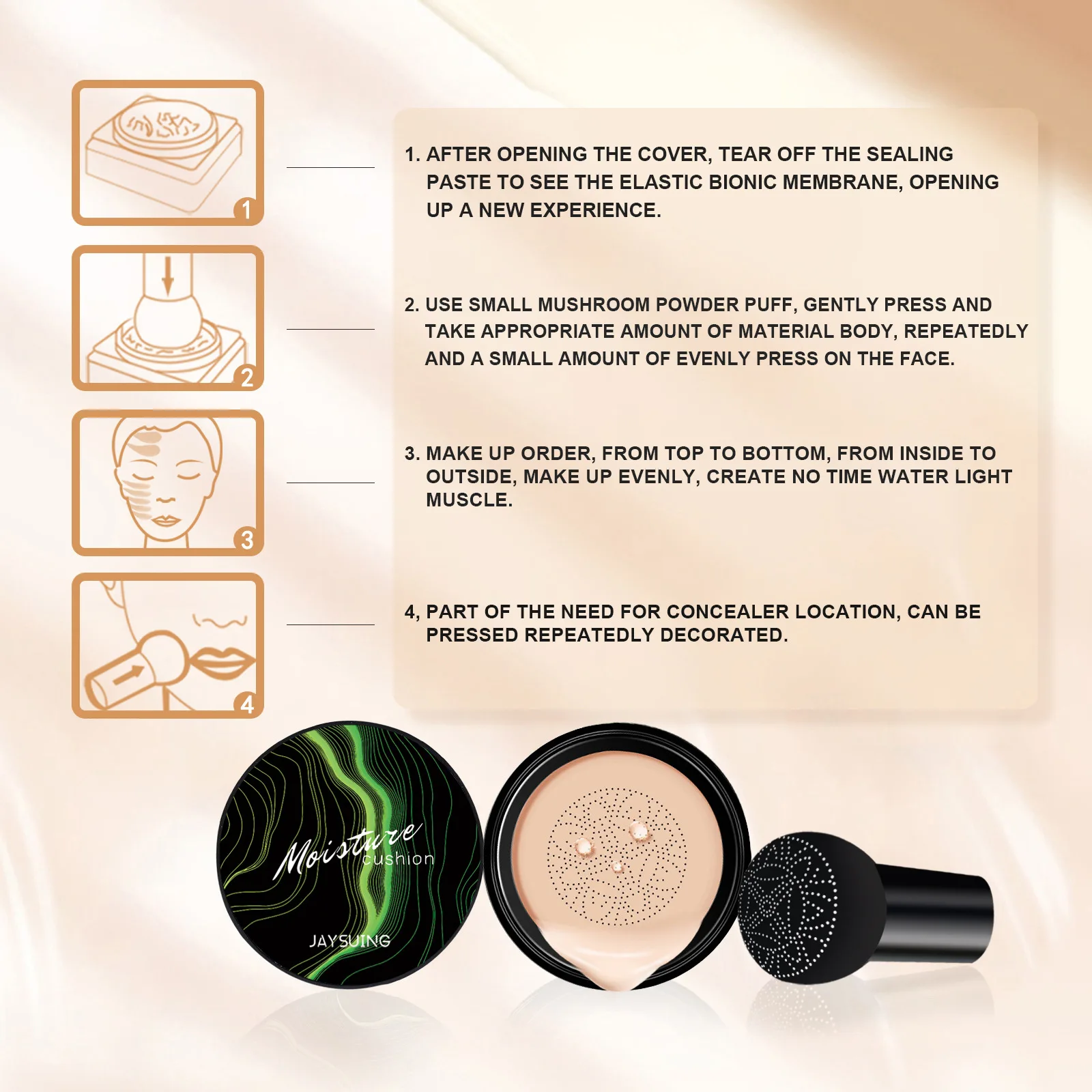 2022 hot mushroom head air cushion cc cream make up foundation Brightening Beauty bb brushes cream