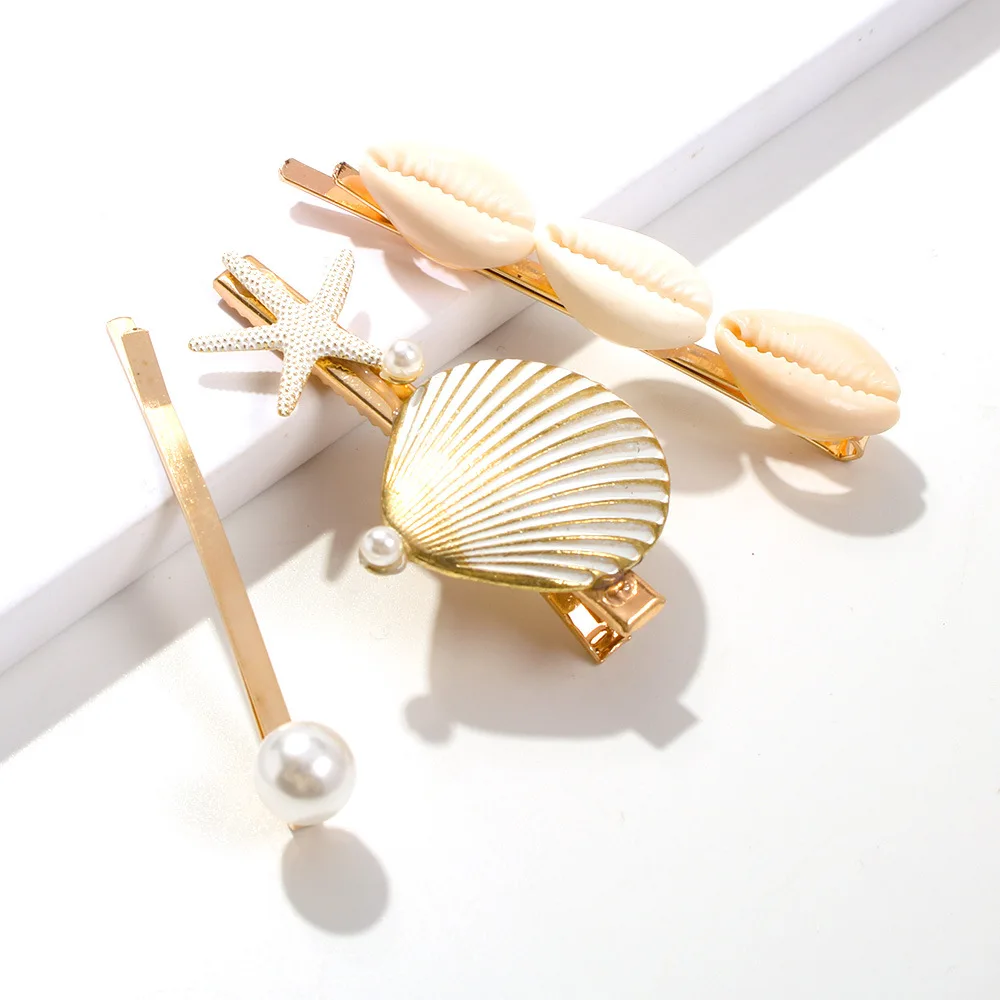 Новинка 2019, модные заколки для волос в виде ракушек для женщин и девушек, корейские заколки для волос, аксессуары, наборы заколок для волос с искусственным жемчугом