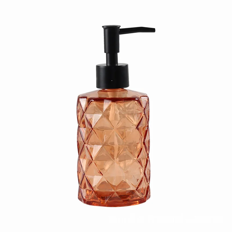 
Wholesale 330ml Empty Glass lozenge effect hand sanitizer bottle with tap 