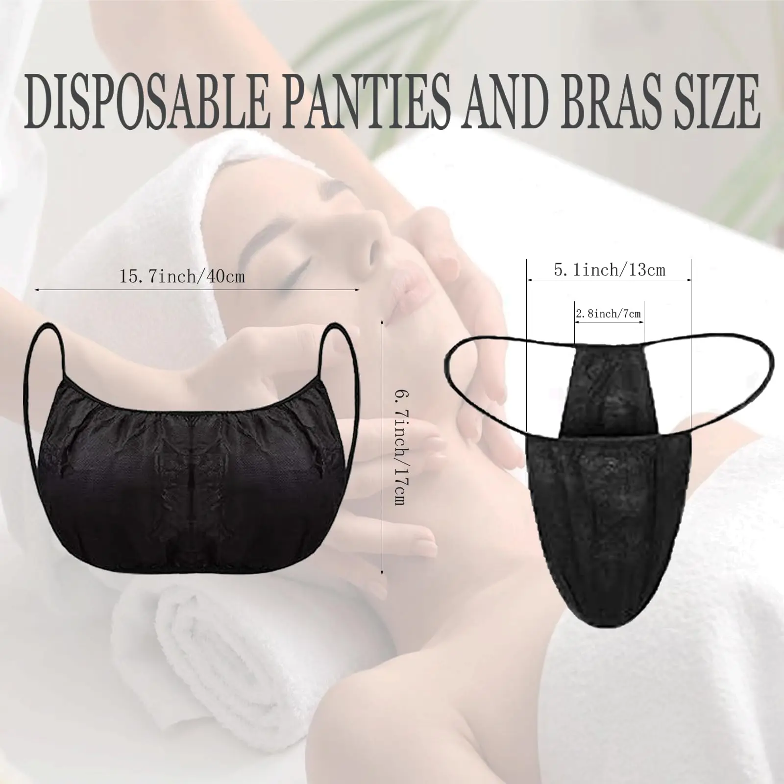 In stock 1000pcs sanitary blue black white disposable thongs and bra caps spa postpartum panties disposable underwear for spa