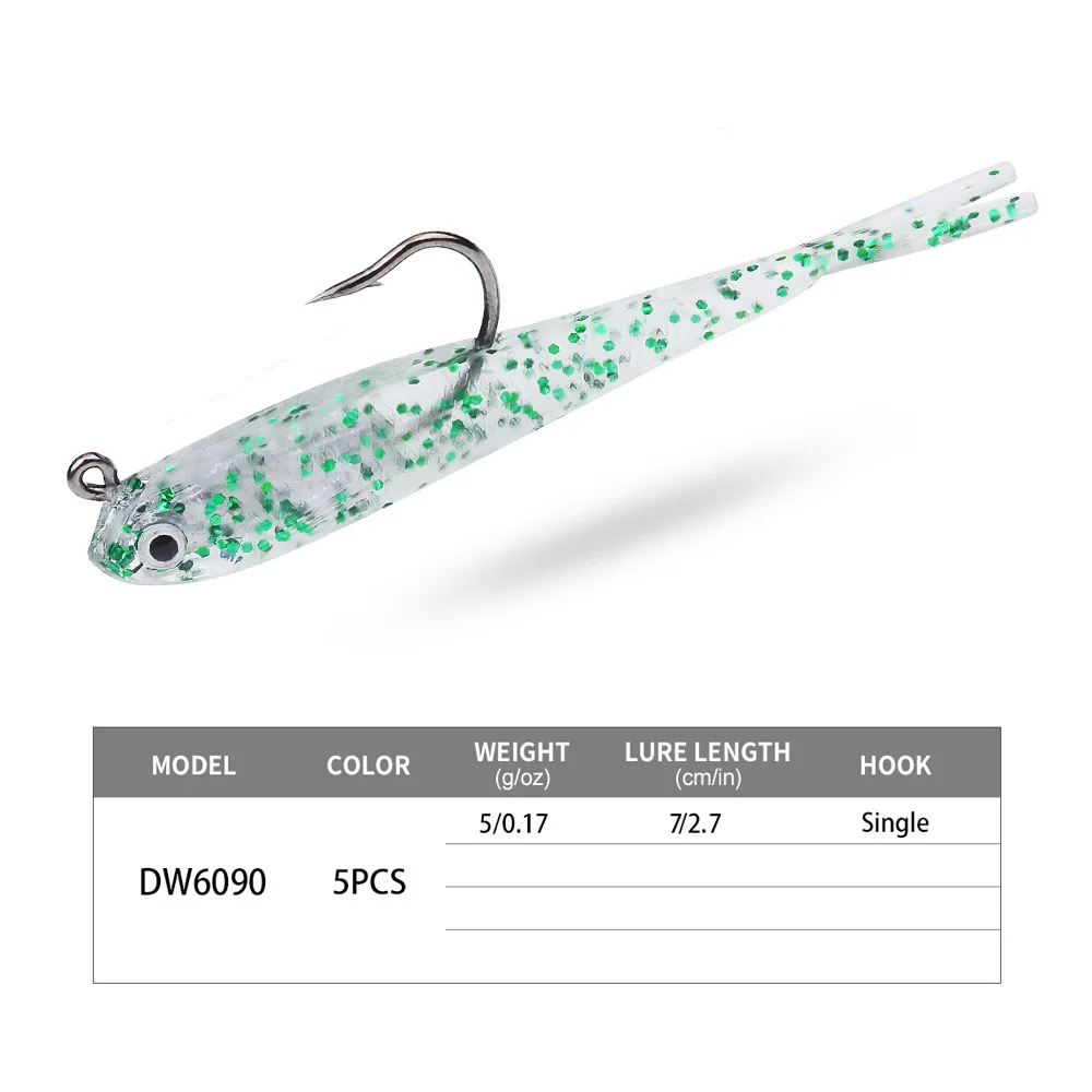 JETSHARK Wholesale 70mm Bionic T-Tail Soft Fishing Lure With 3D Lighting Eye For Saltwater Fishing Salmon Snapper Sea Bass