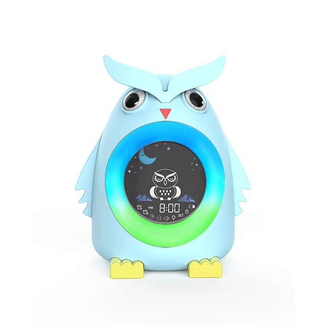 Alarm Clock  Owl Design Cartoon Table&Clock  5 Color Changeable natural Night Light Sleep Trainer digital &analog-digital clocks