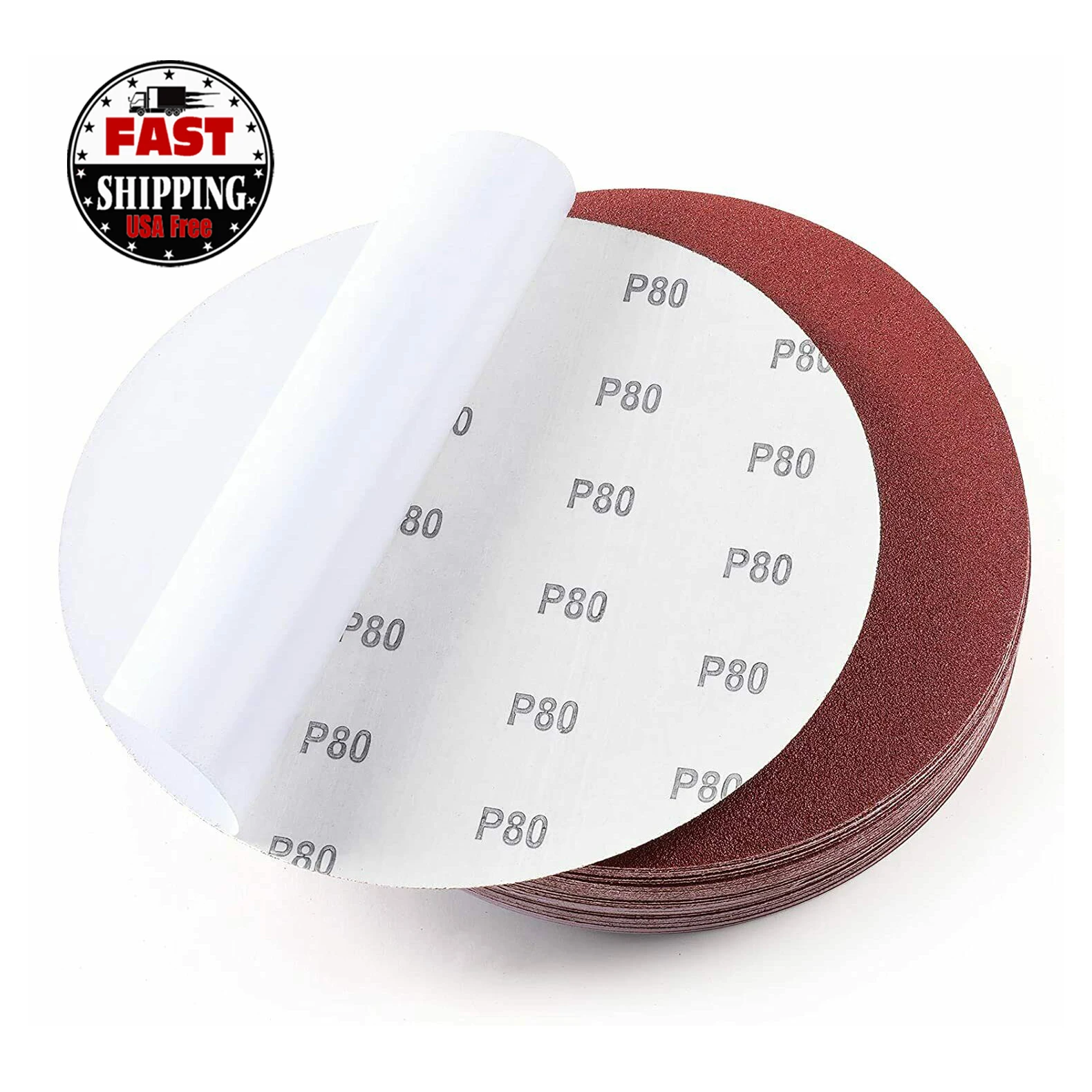 100pcs-set 1200pcs-corton 6 in PSA Aluminium Oxide Sanding Discs 60-1000 Grit with High Hardness Resin Bonded Paper Backing