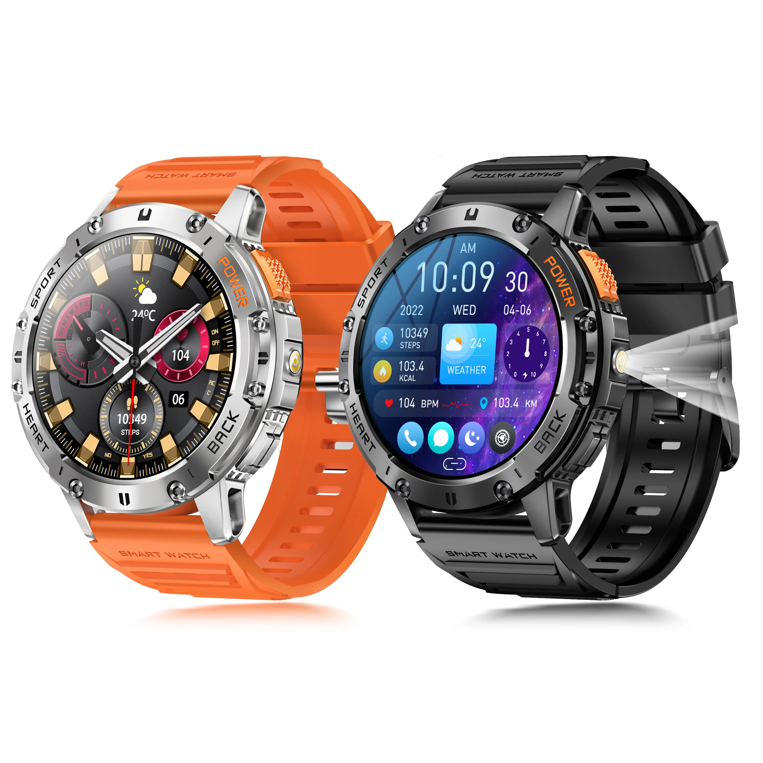 New 2024 K65 Smart Watch With Music And Flashlight Heart Rate Monitor Health Tracking Sports Fitness Smartwatch