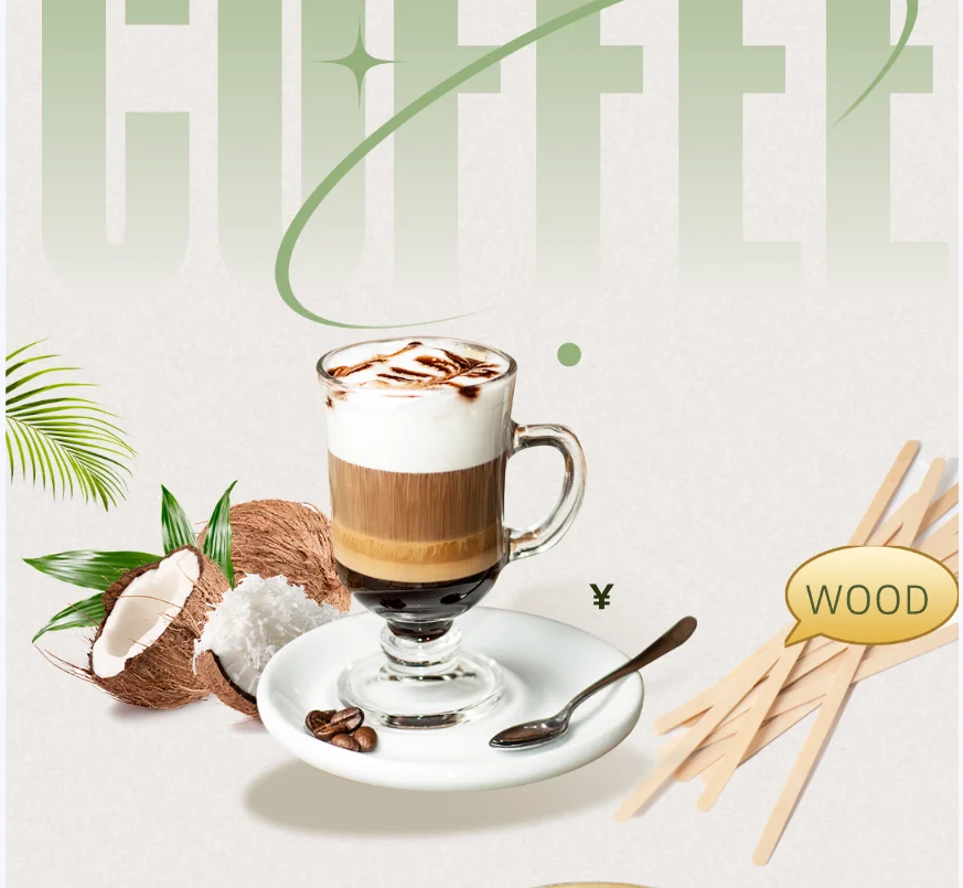 OceanSaver Wooden Coffee Stirrers, 5 Inch Eco Stir Sticks, Biodegradable Alternative to Plastic, Perfect for Home & Office