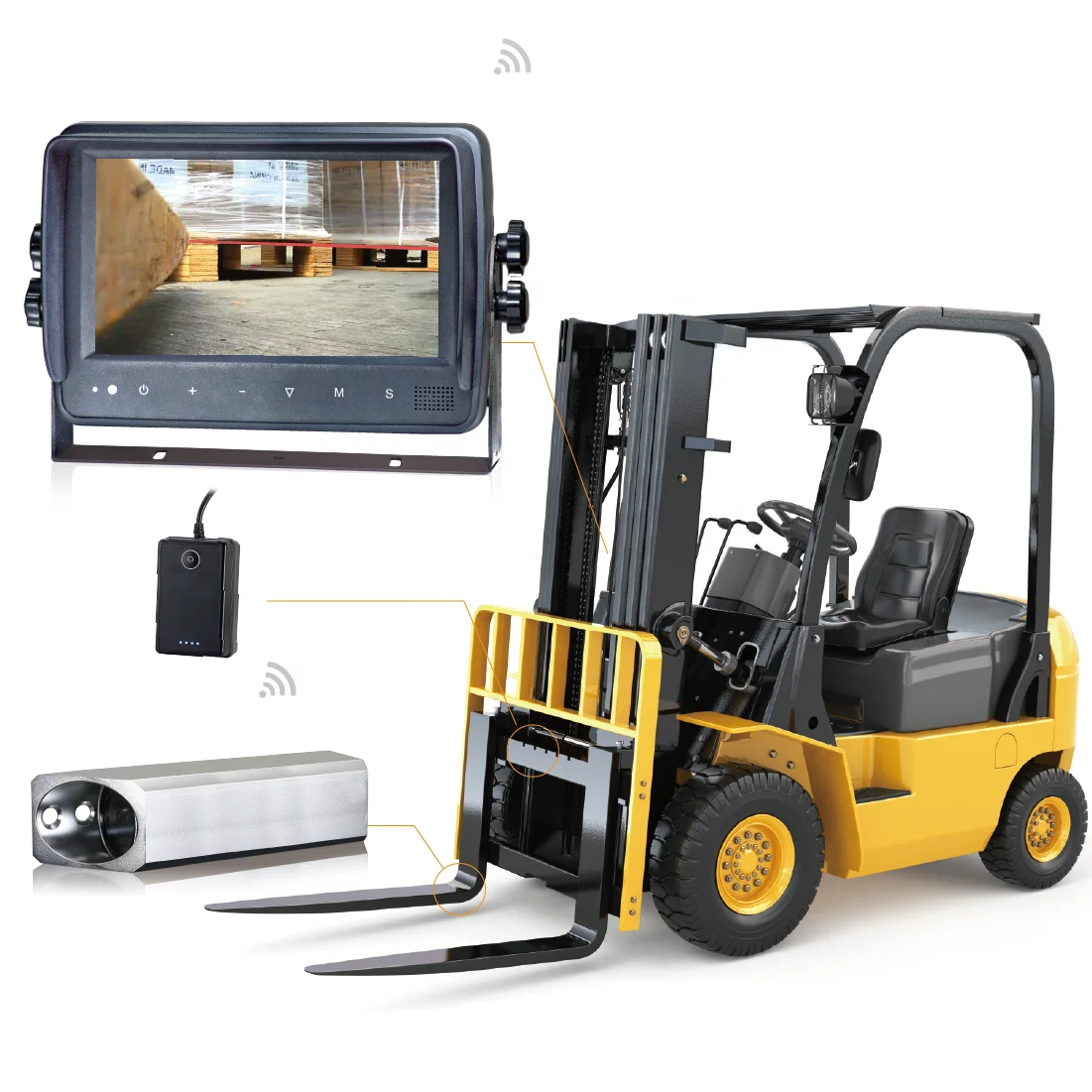 Battery operated 7 inch Digital wireless forklift camera system with wire-free installation