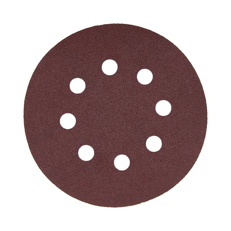Manufacturer Products 5 Inch 8 Holes Sanding Disc Disk Garnet Round Sanding Paper Aluminium Oxide Sandpaper
