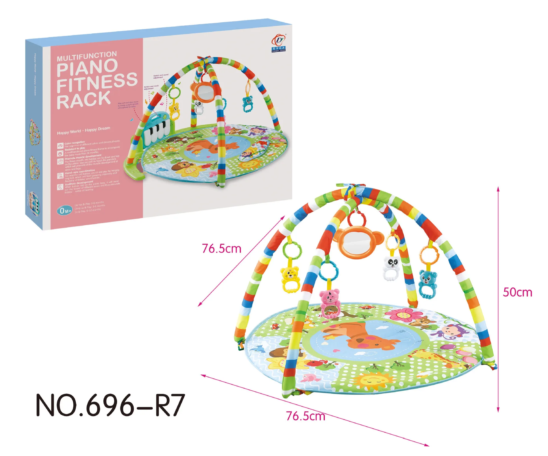 Tummy Time Baby Fitness Gym Musical Piano Keyboard Play Mat for Kids