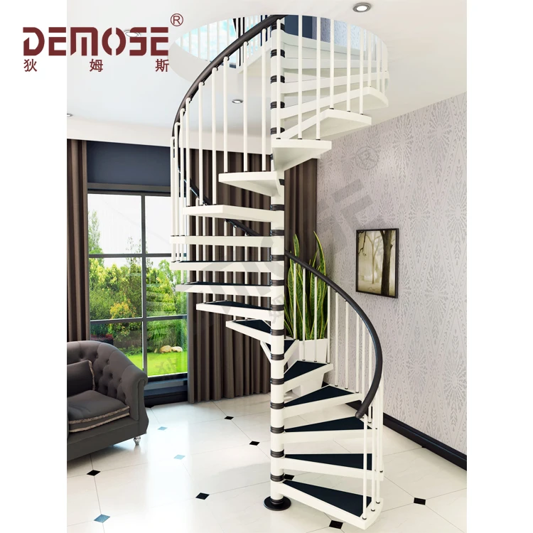 steel wood round stairs for home/round wood spiral staircase
