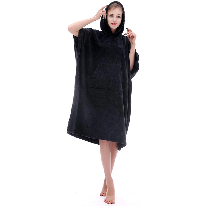 Wholesale custom logo quick dry microfiber surf dive hooded poncho beach towel changing robe
