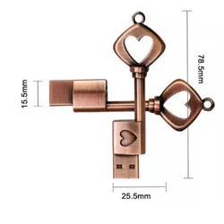 Classical Metal key heart shape usb flash drive metal memory key usb gift usb stick