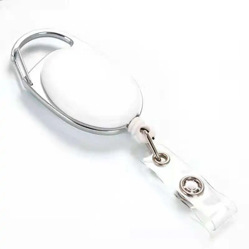 Custom Epoxy Logo Retractable Badge Reel Promotional Carabiner Reel Badge with PVC Clip ID Card Badge Holding