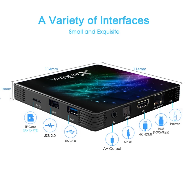 New Amlogic S922X Chip X88 King Pro Android 9.0 TV BOX Mali-G52 LPDDR4 4GB 128GB Set Top Box Dual Wifi BT5.0 1000M Media Player