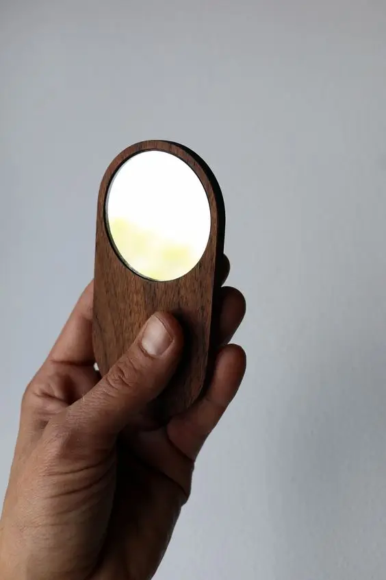 TDF Daily Makeup Personalised Oval Wooden Mirrors Portable Mini Pocket Custom Handheld