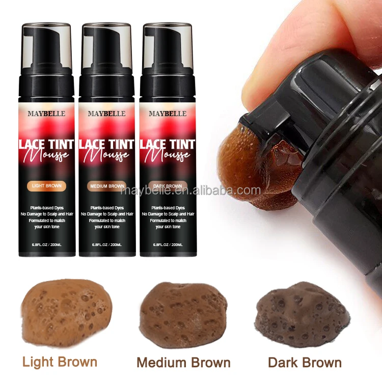 Wholesales Custom Logo Lace Tint Hair Mousse Closure Frontal Lace Mousse Tint  Natural Looking Tint Mousse Lace Wig