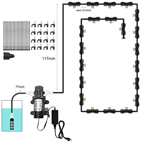 
9 M Water Pump Electric Misting Cooling System Outdoor Spray Fan Mist Water Spray Garden Greenhouse Mist Plants Roofline 
