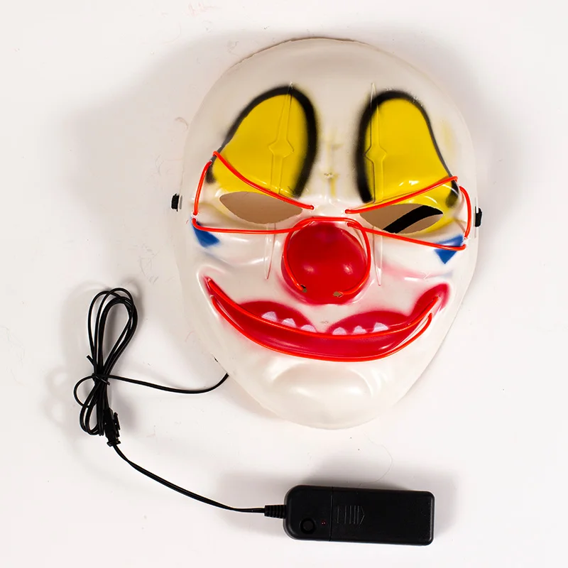 Saw Arrival Clown Rave Mask Light Up Led Optical Fiber Luminous Halloween led face Mask