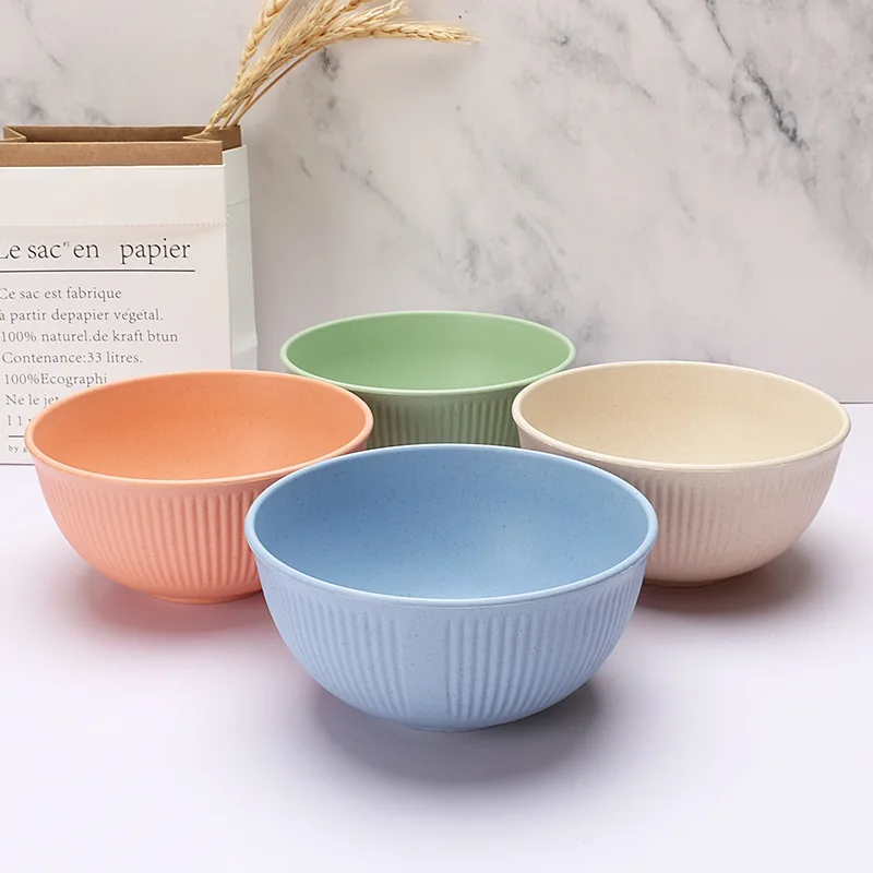 Wheat straw bowl household rice Japanese Ramen salad use instant noodles soup bowl plate gift box