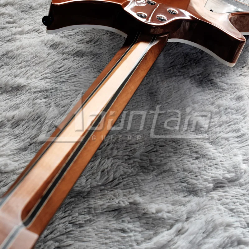 
High Quality 6 string headless guitar fanned fret electric guitar mahogany body 9 pieces roasted maple neck 