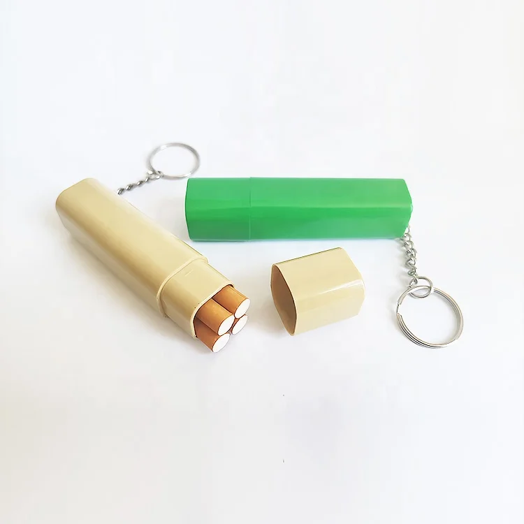 Customize Logo and color portable 4pcs Mini capacity ABS plastic Smoke can Cigarette Case with Key Ring Pocket cigarette box