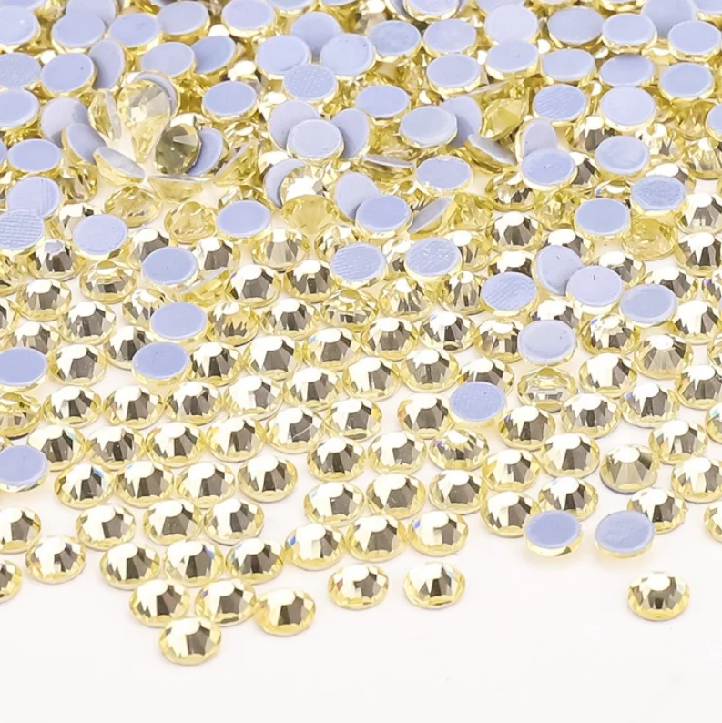 SS6 8 10 12 16 20 30 Smoked Yellow Hotfix Iron On Rhinestone Glass Strass Applique Flatback Crystal Stone For Dance Dress