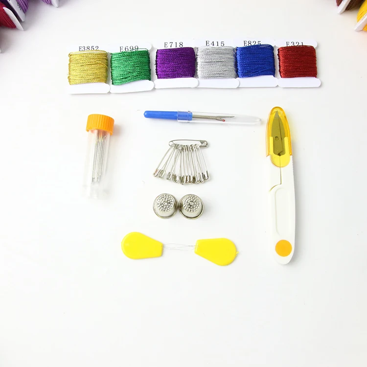 
100 Skeins premium rainbow floss bobbins and cross stitch kit with organizer storage box 