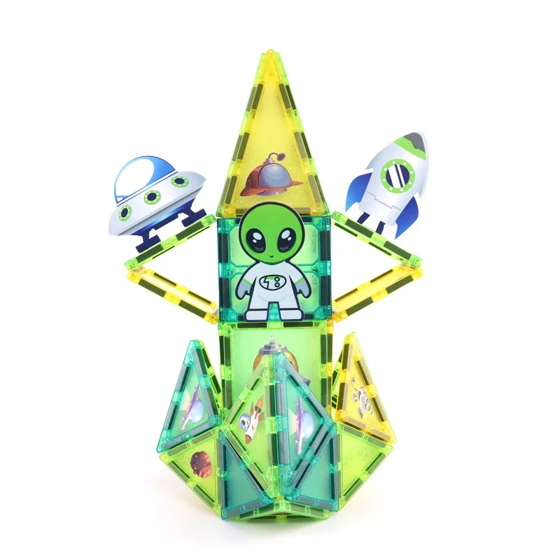 2024 New Popular DIY Matt Magnetic Tiles Toys Building Block Patterns Printed Customized Assembly Toys Sets Kids Education