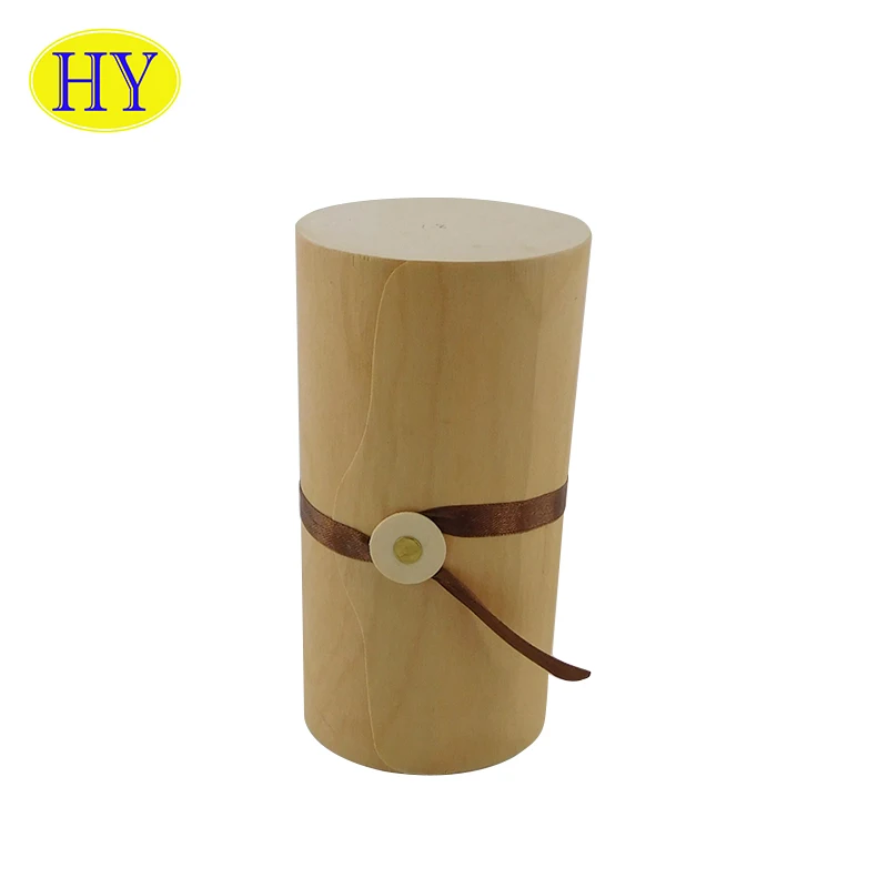 Round Tube Birch Veneer Soft Bark solid wood storage case Cylindrical gift crafts pack Wooden Packaging Box