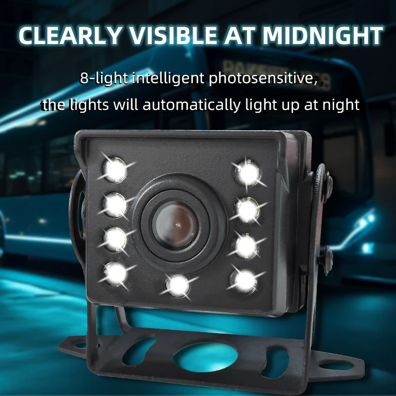 8 LED lights truck reverse camera 24v HD night vision ccd Waterproof use for RV, forklifts,bus car rear view camera