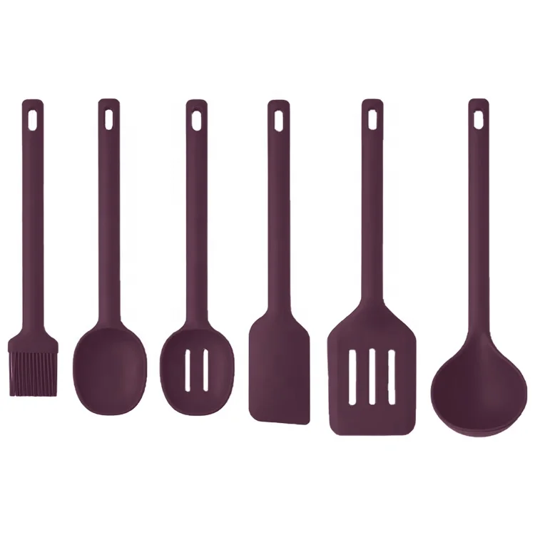 6-Piece Food Grade Silicone Utensil Set for Home Kitchen Heat Resistant Baking & Cooking Gadgets Including Brush