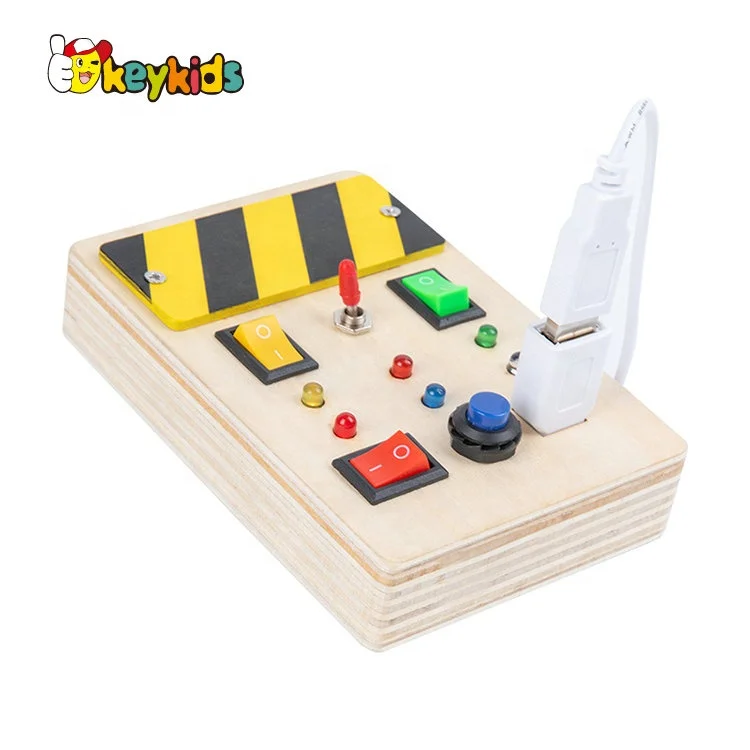 Customize Children Sensory Wooden Montessori Switch Board with LED Light W12D460