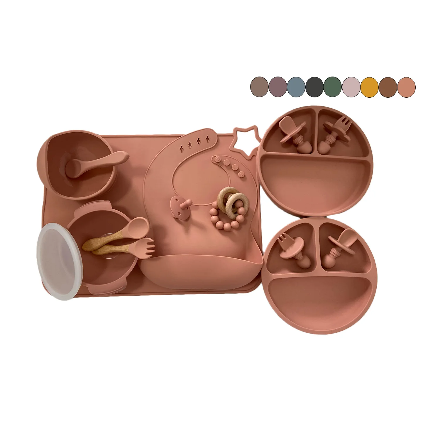 Пищевой силикон детский нагрудник чаша всасывающая тарелка ложка и вилка соска Силиконовое кольцо для прорезывания зубов