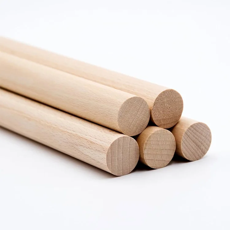 Wholesale DIY accessories wooden round stick wooden rod birch wood log stick for yoga wardrobe furniture