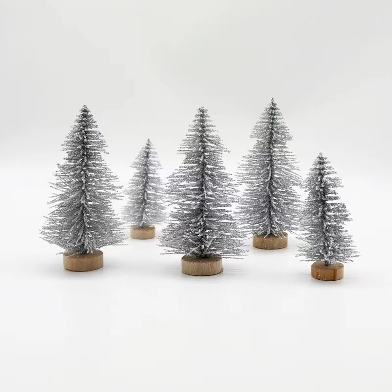 new arrival Christmas Decorations Green Branch Miniature Christmas Tree Stained With White Cedar cake decoration Christmas Tree